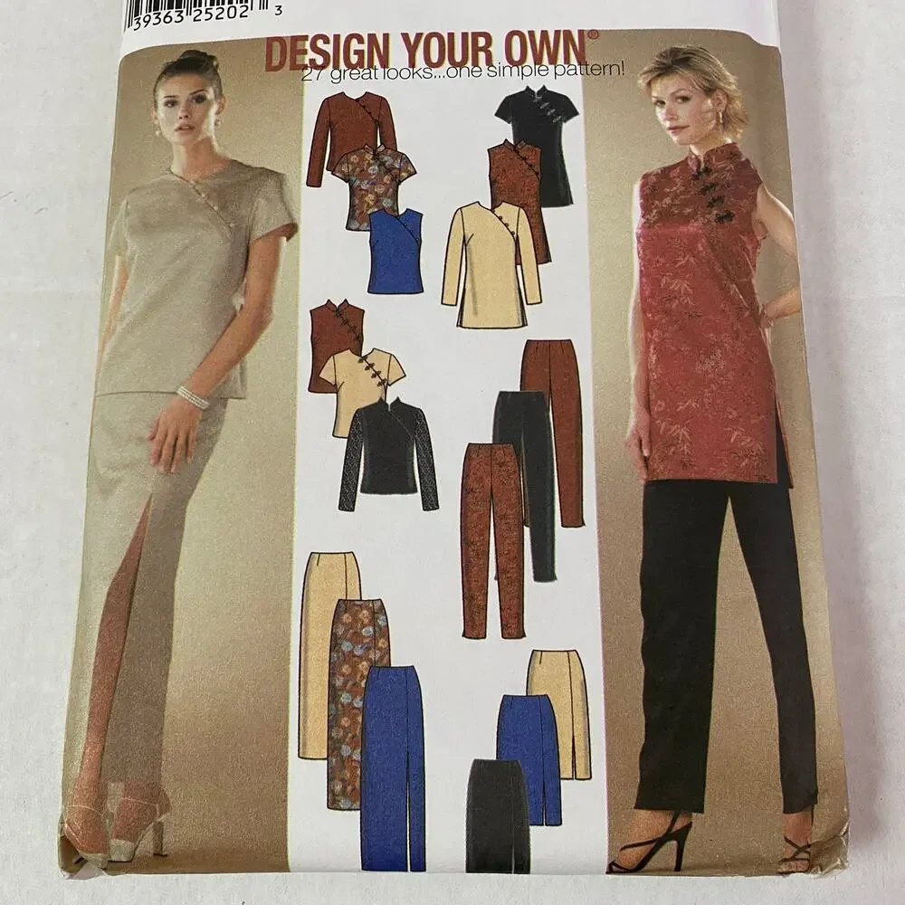 Simplicity 9868 Qipao Cheongsam Tunic Skirt Pants Pattern Sz 14-20 Vintage UNCUT